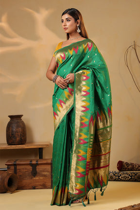 Sea Green Color Cotton Silk Woven Saree