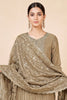 Beige Tissue Silk Embroidered Unstitched Suit Fabric