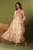Cream Color Crepe Silk Neck Embroidered And Floral Printed Anarkali Suit