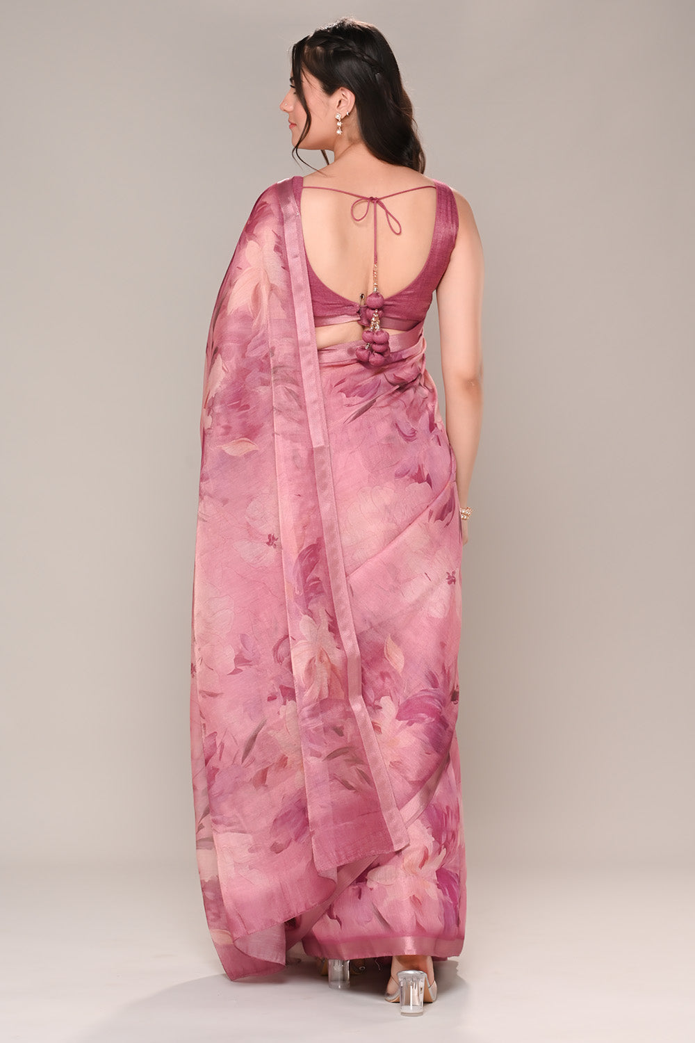 Mauve Color Organza Cotton Printed Saree
