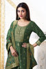 Green Color Silk Woven Straight Suit