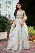 Cream SIlk Embroidered Lehanga