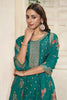 Teal Silk Zari & Resham Woven Suit Set