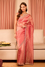 Dusty Pink Tissue Swaroski Work Saree