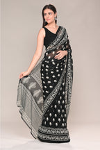 Black Color Printed Georgette Saree