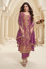 Magenta Zari Floral Woven Silk Suit Set
