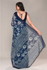 Navy Color Floral Printed Chiffon Saree