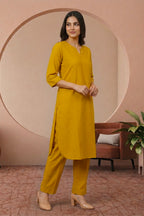 Mustrard Cotton Kurta Set