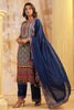 Blue Color Crepe Embroidered and Printed Suit