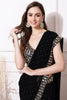 Black Color Georgette Mukesh Work and Mirror Work Saree with Readymade Blouse