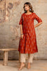 Maroon Cotton Printed Kurta Set