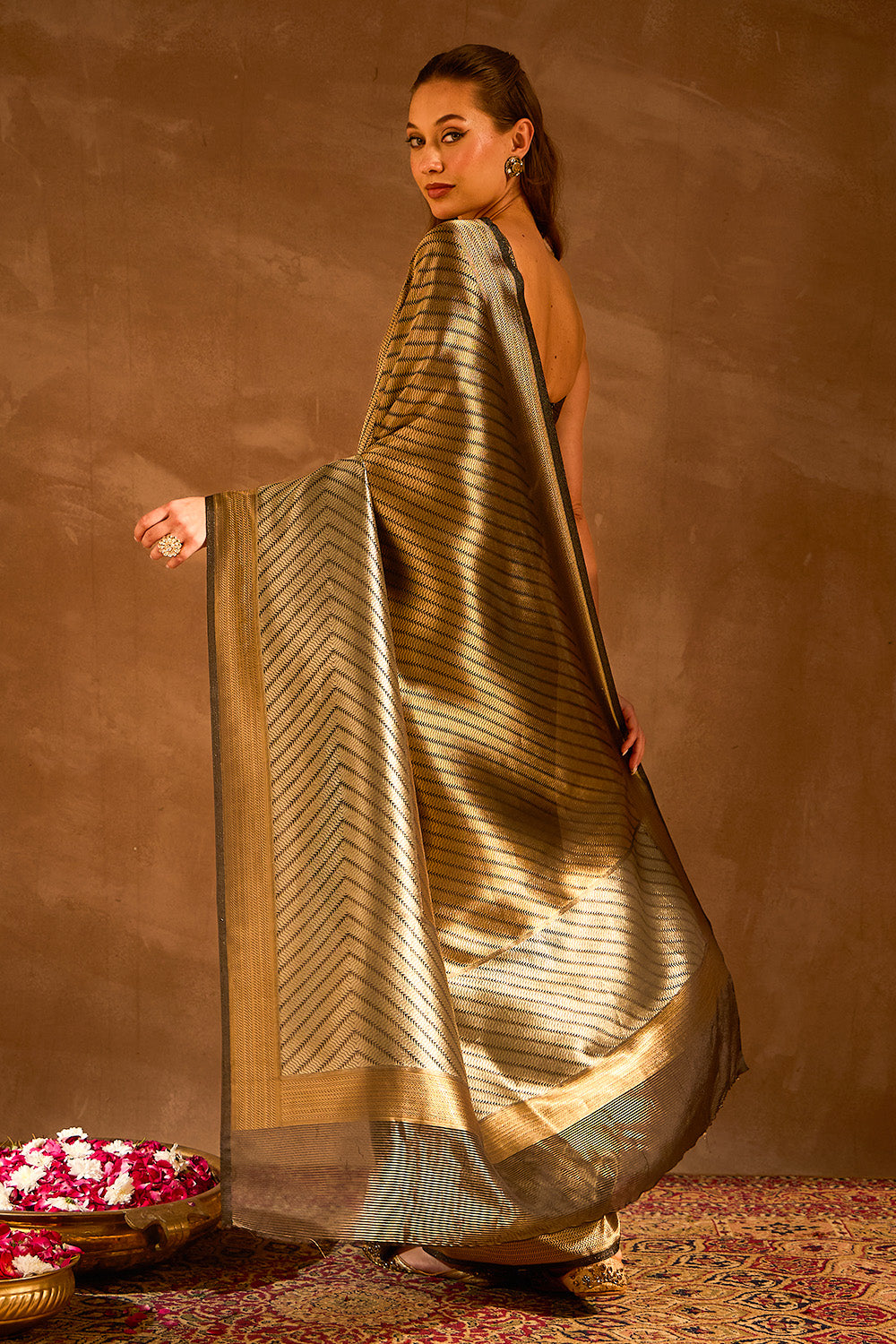 Black Banarasi Silk Zari Woven Saree