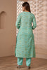Teal Colour Muslin Printed Suit