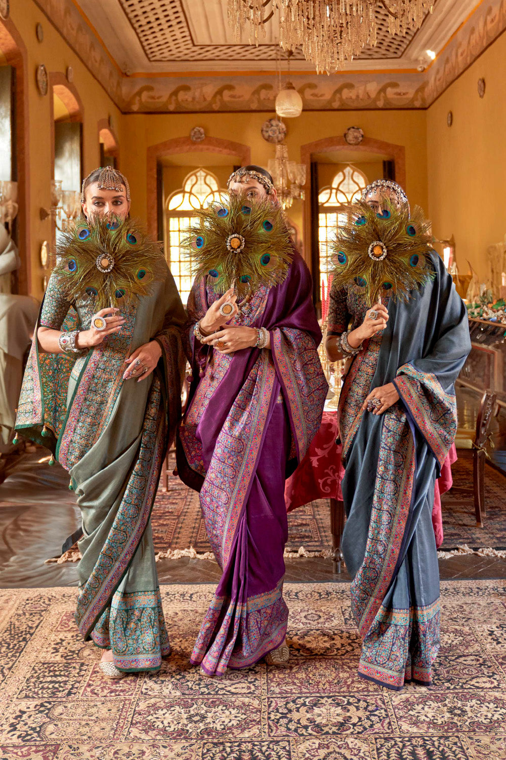 Purple Color Printed Gajji Silk Saree