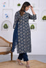 Navy Color Muslin Printed Straight Suit