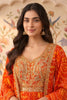 Orange Georgette Fabric Neck Embroidered & Bandhani Printed Anarkali KurtI