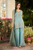 Turquoise Metallic Tissue Embroidered Suit With Palazzo