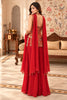 Rust Silk Embroidered Choli With Mukaish Work Georgette Sharara Set
