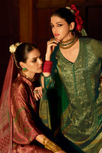 Green Spun Printed Unstitched Suit Material