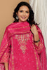 Magenta Pink Chanderi Silk Printed Straight Suit
