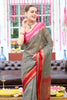 Black Chanderi Silk Printed And Zari Woven Saree