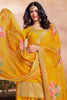 Yellow Crepe Silk Embroidered Suit With Palazzo