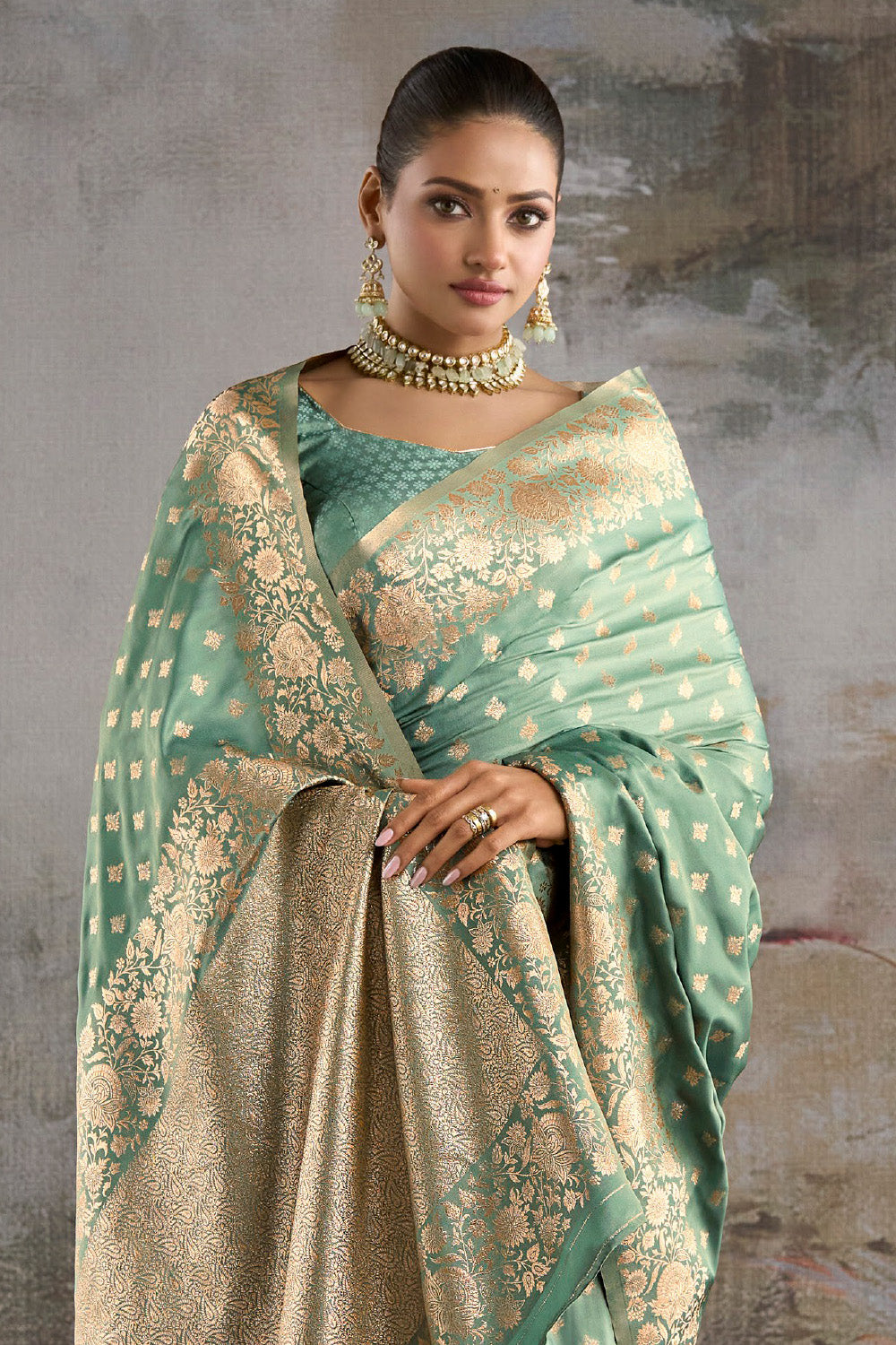Sea Green Soft Silk Zari Woven Saree