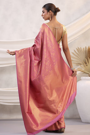 Dusty Pink Color Silk Zari Woven Saree