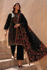 Black Silk Embroidered And Floral Printed Unstitched Suit Fabric