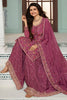 Wine Color Embroidered Crepe Unstitched Suit Material With Stitched Sharara