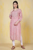 Pink Cotton Silk Printed Kurti