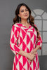 Beige And Magenta Printed Cotton Kurta Set