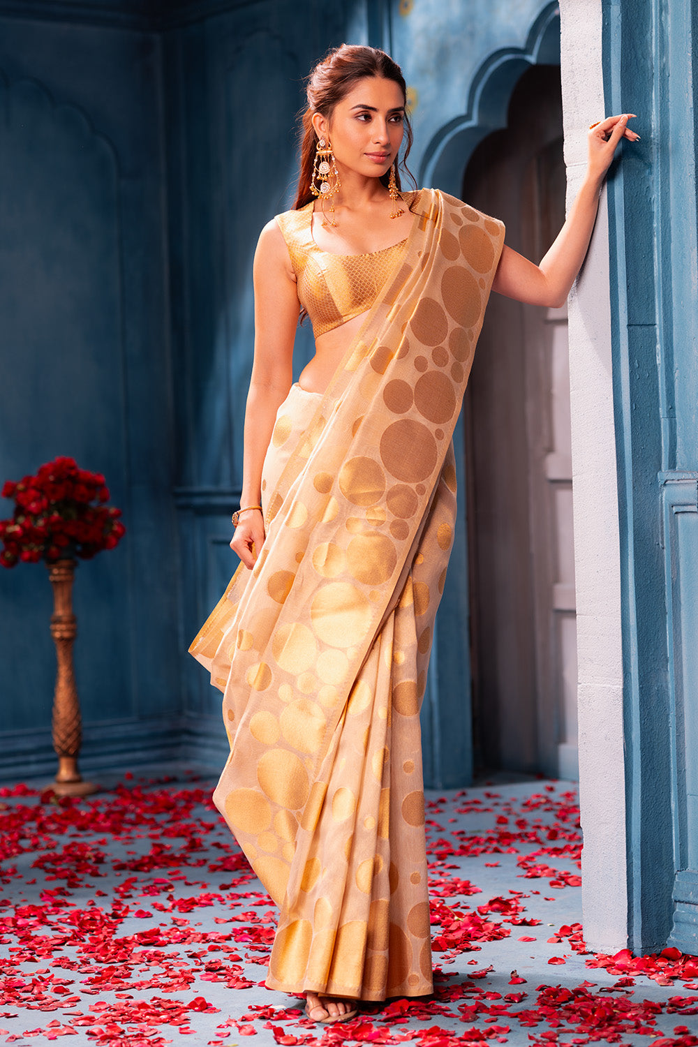 Gold Tissue Zari Woven Saree