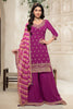 Velvet Crepe Silk Embroidered Suit With Palazzo