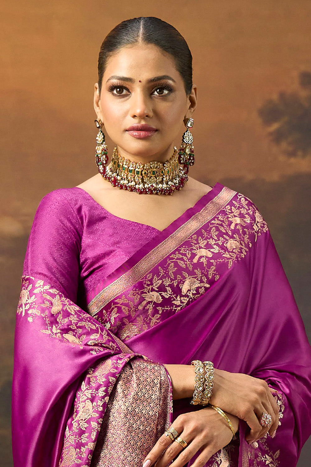 Velvet Woven Mulberry Silk Saree