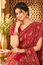 Rani Resham And Swaroski Embroidered Georgette Saree