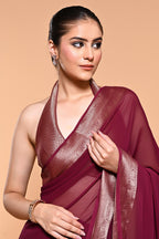 Purple Color Georgette Woven Saree