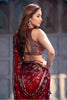 Red Pure Georgette Sequins Floral Embroidered Saree