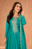 Teal Crepe Silk Zari and Sequins Embroidered Anarkali Suit
