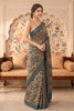 Teal And Beige Cotton Printed And Woven Border Saree