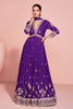Purple Georgette Resham, Zari and Sequins Embroidered Alia Cut Anarkali Gown