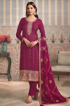 Rani Color Silk Embroidered Unstitched Suit Fabric