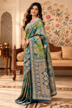 Blue Position Woven Khaddi Georgette Saree