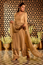 Beige Tissue Cut-Dana & Swaroski Work Unstitched Suit Material