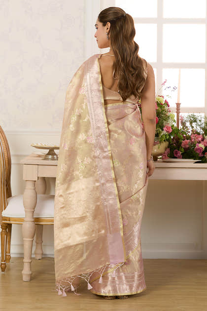 Mauve Metalic Tissue Zari Woven Saree