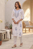 White & Grey Resham Embroidered Kurta
