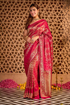 Rani Mulerry Silk Resham And Zari Woven Saree