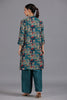 Teal Color Muslin Floral Printed Kurta Set