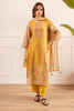 Mustard Chanderi Silk Printed Straight Suit