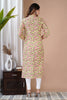 Yellow Color Cotton Floral Printed Kurti